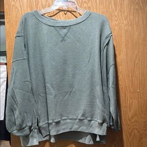 Green Waffle Knit Sweater